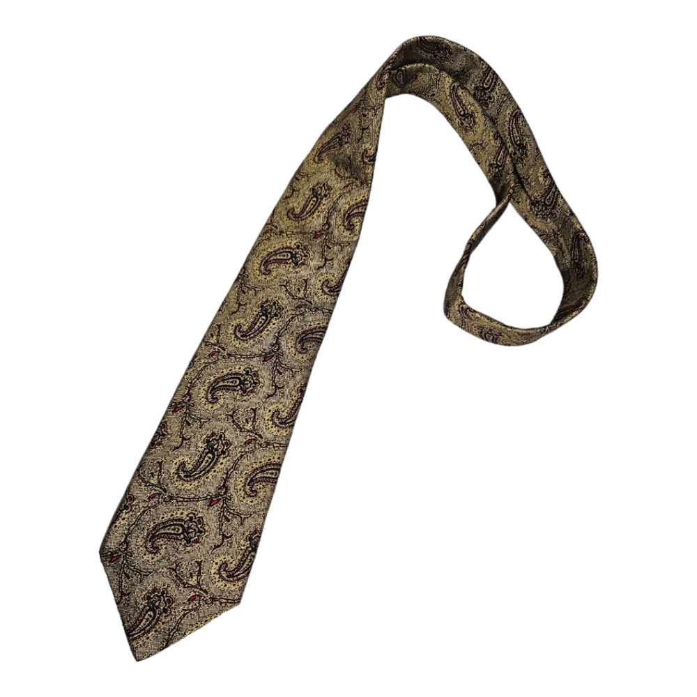 TURNBULL & ASSER Gold Paisley Silk LUXURY Tie HANDMADE ENGLAND
